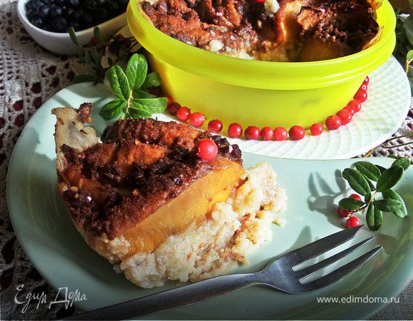 Каша пшенная, запеченная под персиком Каша пшенная, запеченная под персиком