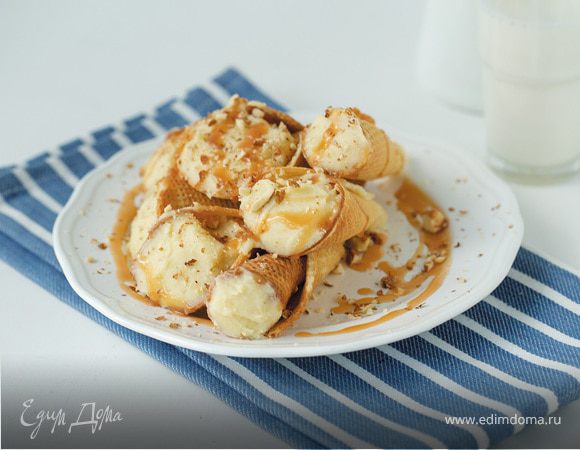 Вафельные трубочки с заварным кремом