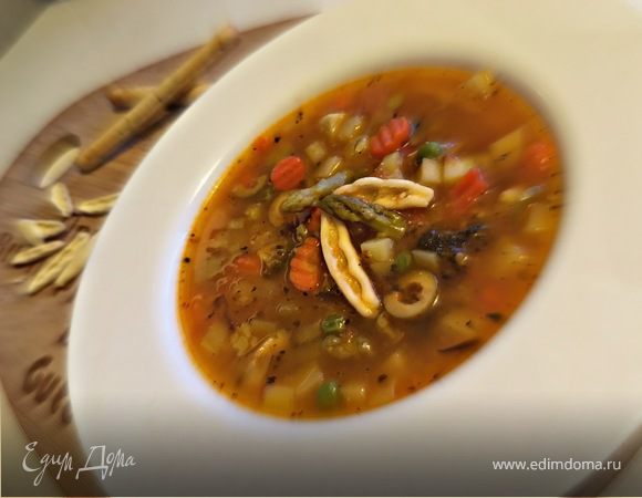 Минестроне со спаржей и артишоками 