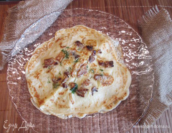 Заварные блины с грибным припеком