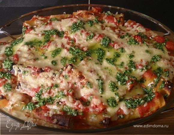 Каннеллони, фаршированные творогом и тунцом