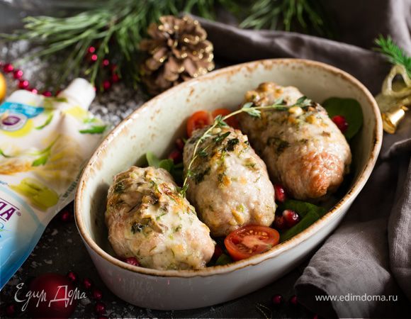 Мясные рулетики с сыром и зеленью Мясные рулетики с сыром и зеленью