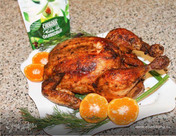 Курочка, запеченная с мандаринами Курочка, запеченная с мандаринами