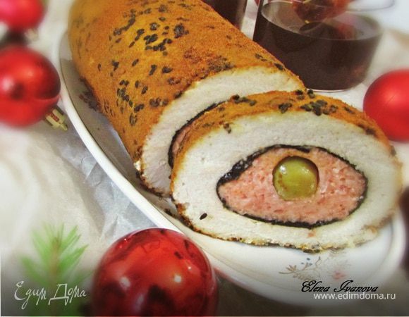 Рыбный рулет с оливками Рыбный рулет с оливками
