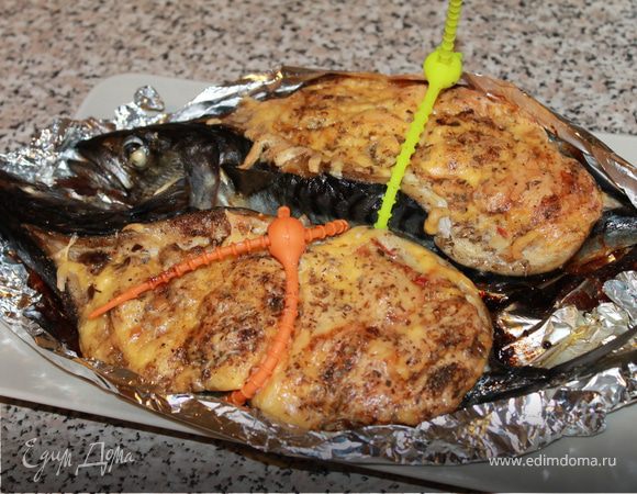 Скумбрия, фаршированная сыром и грибами Скумбрия, фаршированная сыром и грибами