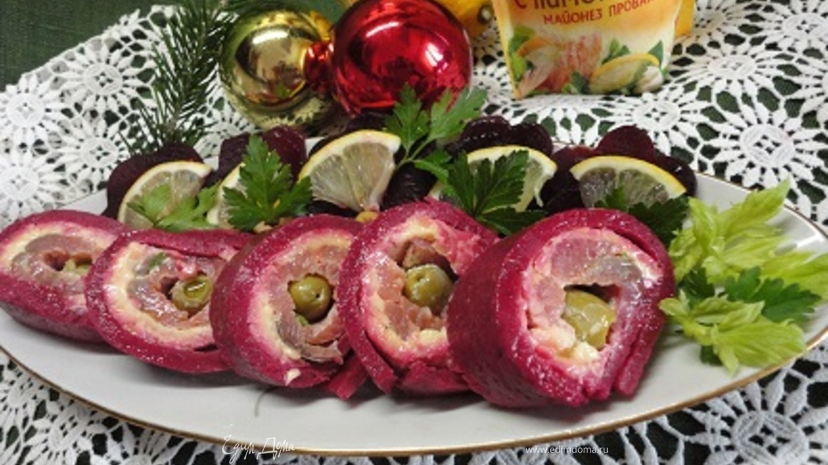 Свекольный рулет с горбушей