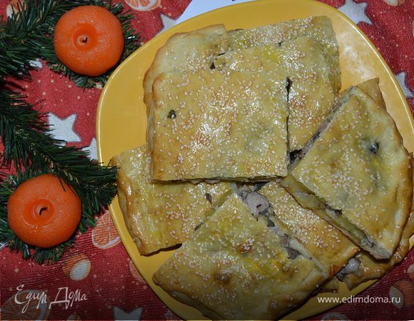 Пирог с индейкой, картошкой и грибами Пирог с индейкой, картошкой и грибами