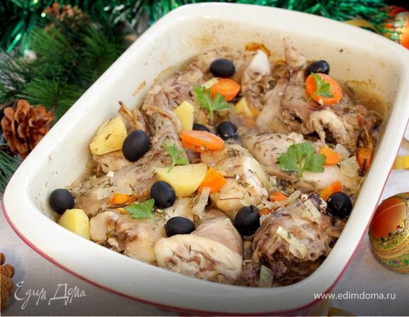 Кролик в белом вине с розмарином