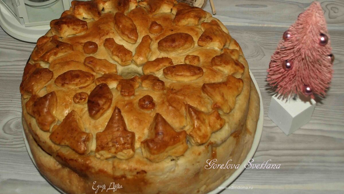 Паштет из индейки с грибами, запеченный в хлебной корочке