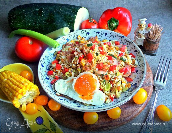 Рис с овощами и ветчиной Рис с овощами и ветчиной