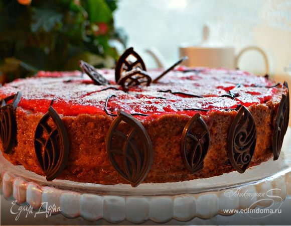 Вишневый торт с творогом 