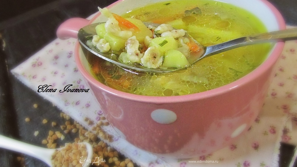 Суп с гречневыми клецками-кнопками