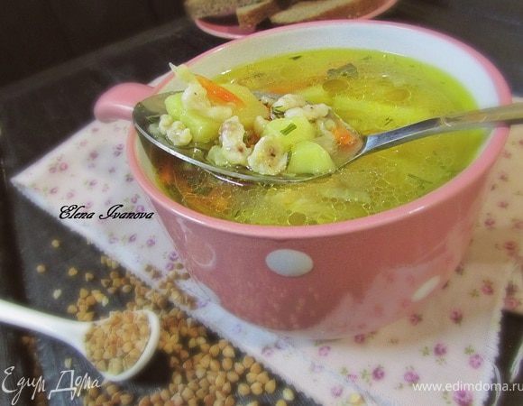 Суп с гречневыми клецками-кнопками