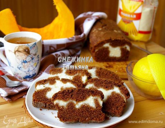 Манный пирог с тыквой и творожной начинкой Манный пирог с тыквой и творожной начинкой