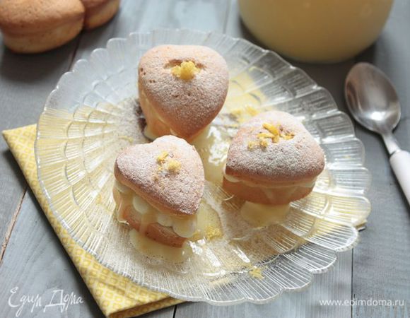 Кексы-валентинки с лимонным курдом Кексы-валентинки с лимонным курдом