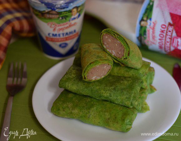 Шпинатные блины с печенью