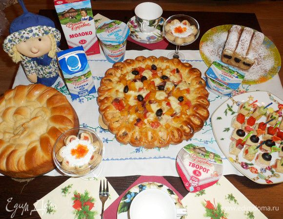 Пирог с лососем и моцареллой