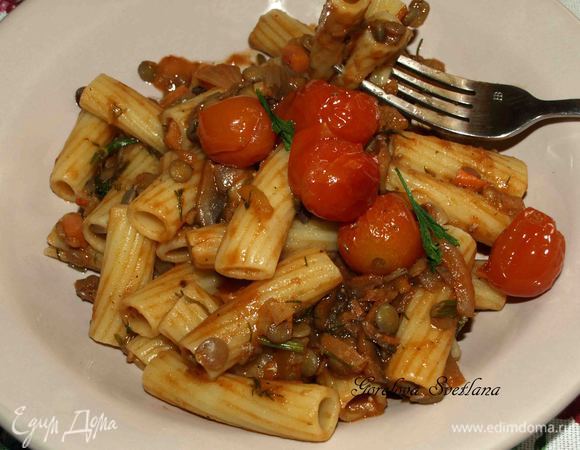 Тортильони в чечевично-томатном соусе Тортильони в чечевично-томатном соусе