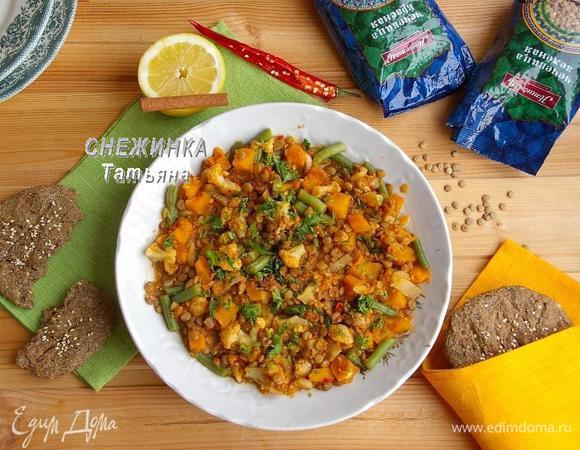 Постное карри из чечевицы с чечевичными лепешками Постное карри из чечевицы с чечевичными лепешками