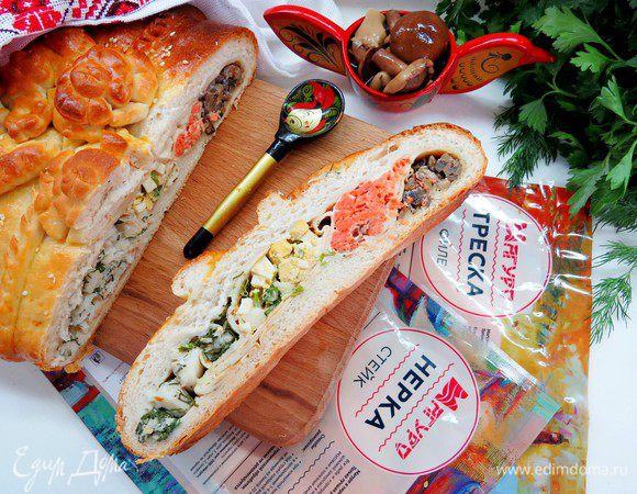 Рыбная кулебяка на четыре угла Рыбная кулебяка на четыре угла