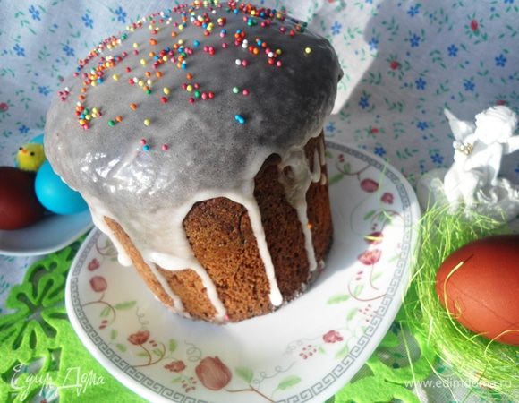 Миндальный кулич с лимонной глазурью Миндальный кулич с лимонной глазурью