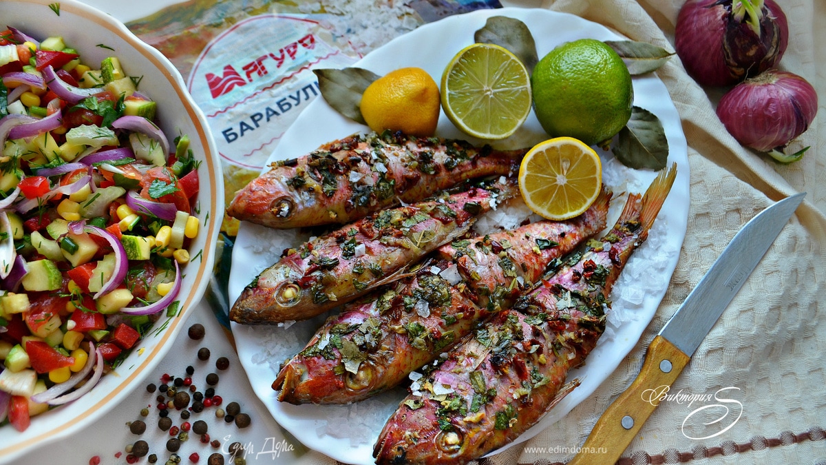 Черноморская барабулька с овощным салатом «Южные ночи»