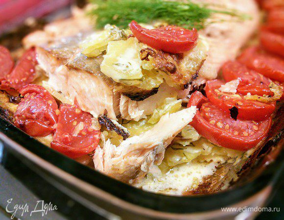 Картофельный гратен с лососем 