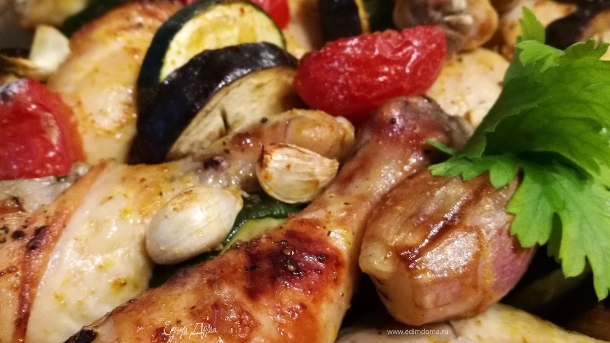 Курица с хариссой и овощами