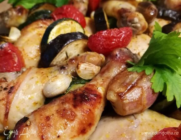 Курица с хариссой и овощами 