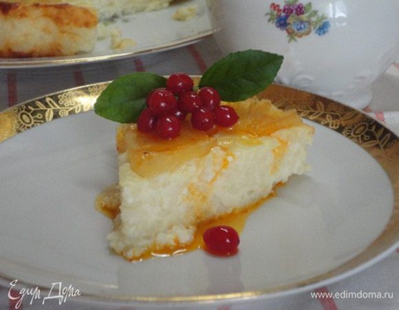 Творожно-рисовый десерт с ананасами