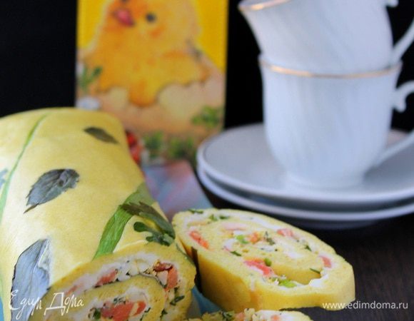 Рулет из соленого бисквита