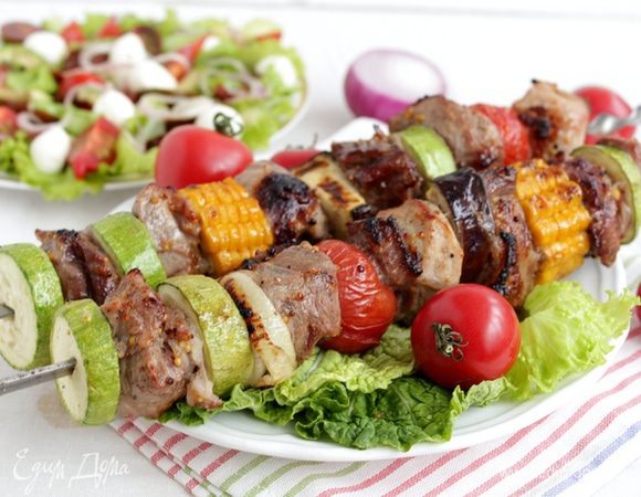 Шашлык с овощами в горчичном маринаде