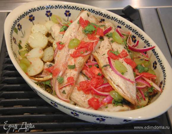 Скумбрия с картофелем под виноградным соусом Скумбрия с картофелем под виноградным соусом