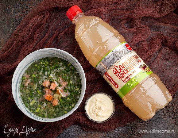 Окрошка с рыбой холодного копчения