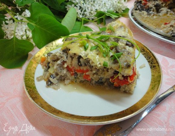 Рисовая запеканка с перцем и грибами Рисовая запеканка с перцем и грибами