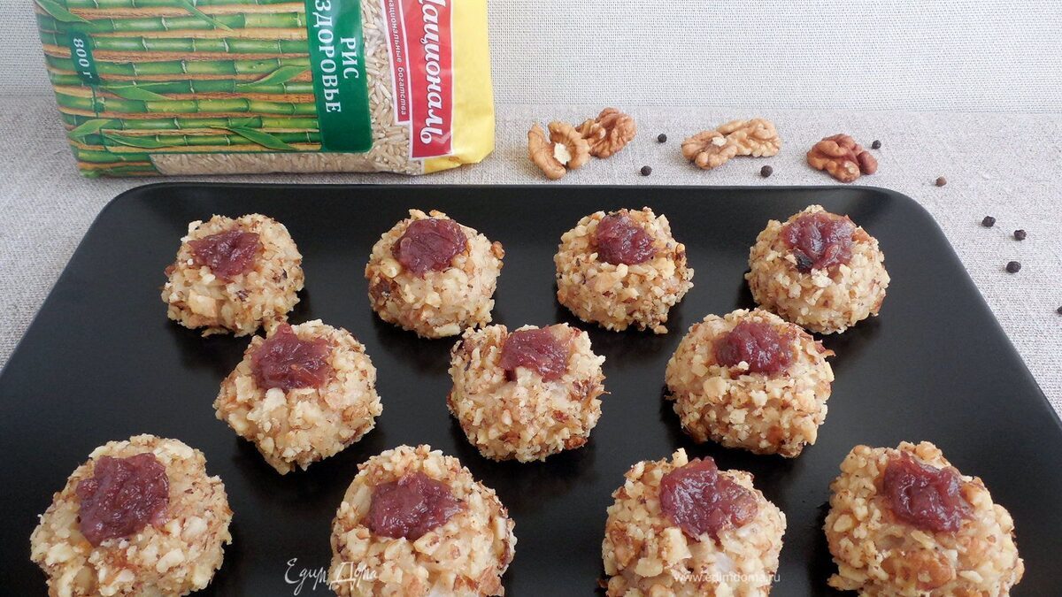 Ризотто-трюфели с луковым мармеладом