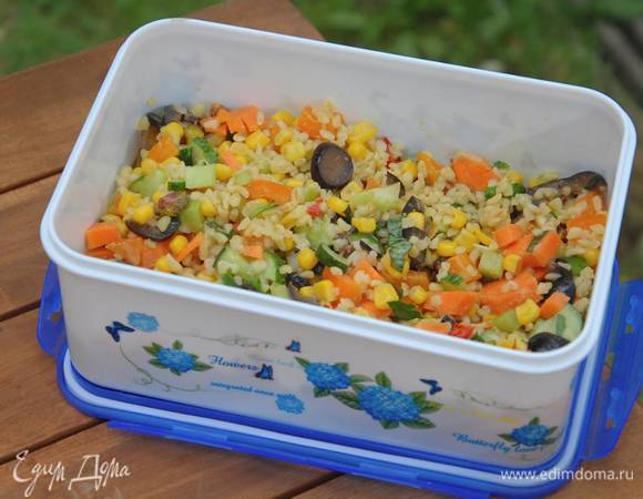 Салат «Радуга» с булгуром и апельсиновой заправкой