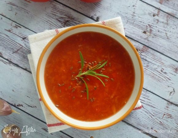 Суп из печеных томатов и перцев