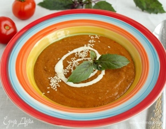 Суп-пюре с баклажаном, томатами и чечевицей Суп-пюре с баклажаном, томатами и чечевицей