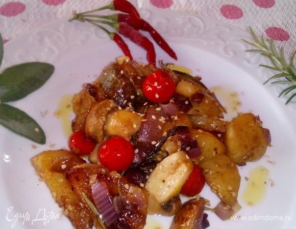 Капоната из молодого картофеля с шалфеем и розмарином Капоната из молодого картофеля с шалфеем и розмарином