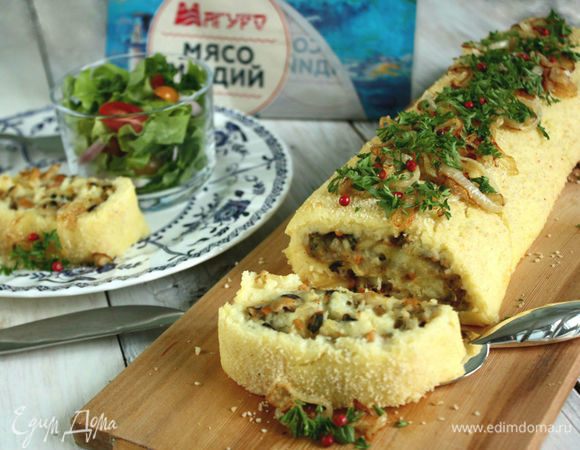 Картофельный рулет с мидиями Картофельный рулет с мидиями