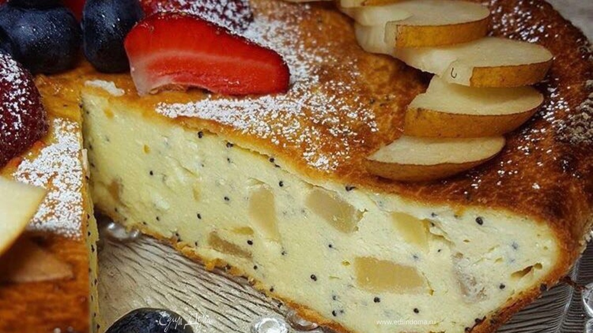 Творожная запеканка с грушами