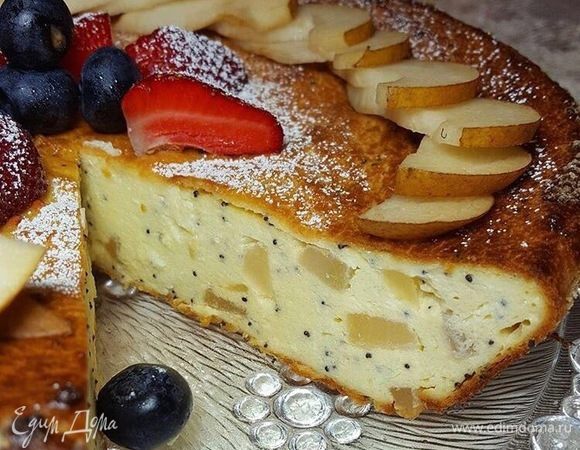 Творожная запеканка с грушами 