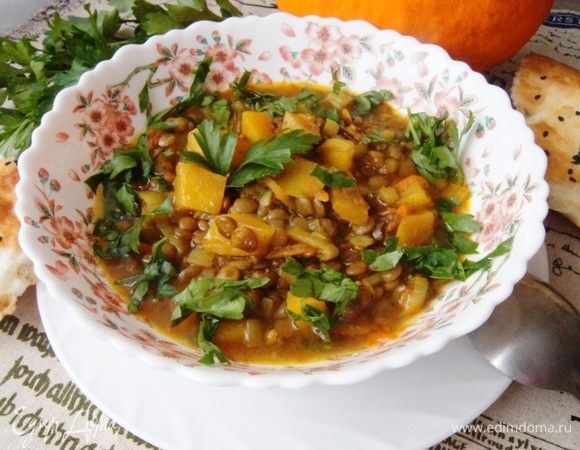 Карри-суп с чечевицей и тыквой Карри-суп с чечевицей и тыквой