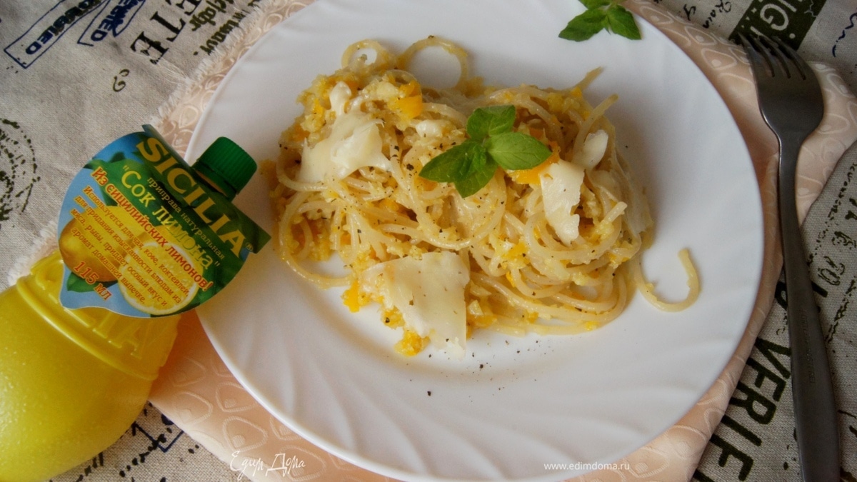 Лимонно-мятные спагетти