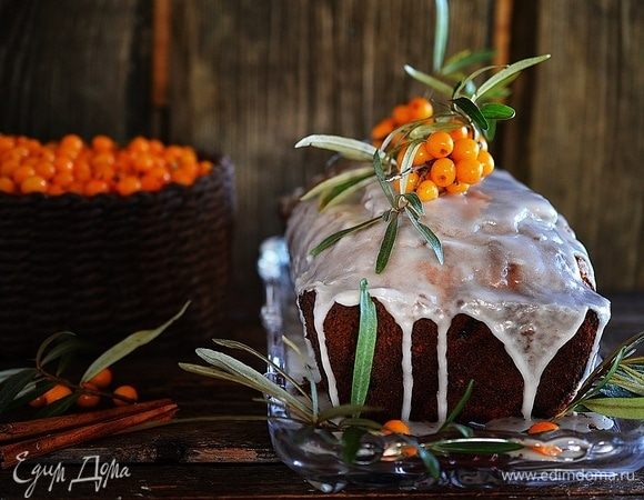 Облепиховый кекс с орехами и брусникой Облепиховый кекс с орехами и брусникой
