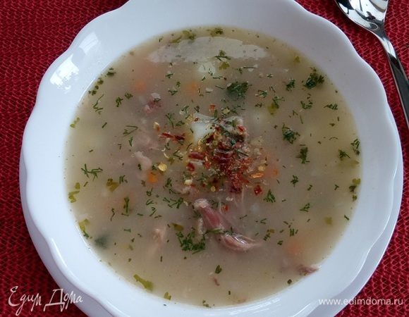 Овсяный суп с индейкой и овощами