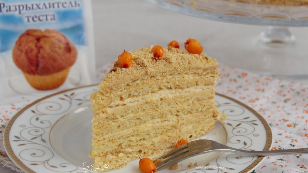 Медовик с облепихой