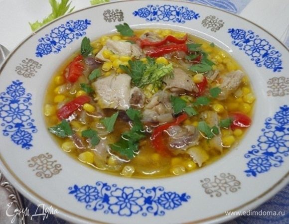 Куриный айнтопф со сладким перцем и кукурузой Куриный айнтопф со сладким перцем и кукурузой