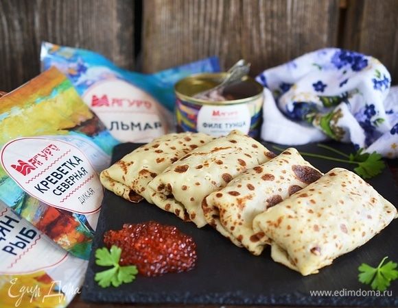 Фаршированные блинчики с рыбными начинками